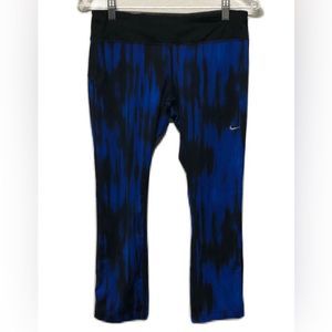Nike Dri-Fit Leggings Blue & Black Womens Sz Med Zip-Top Pocket Running Training